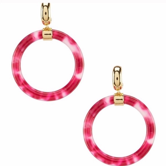 $78 Kate Spade garden botanical resin hoops pink - Picture 1 of 6